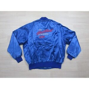Vintage 80s Chevy Heartbeat of America Satin Bomber Jacket Men's (XL) Chevrolet